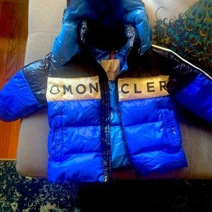 Blue Moncler Winter Puffer with Hood in brand new condition.Only wore one season